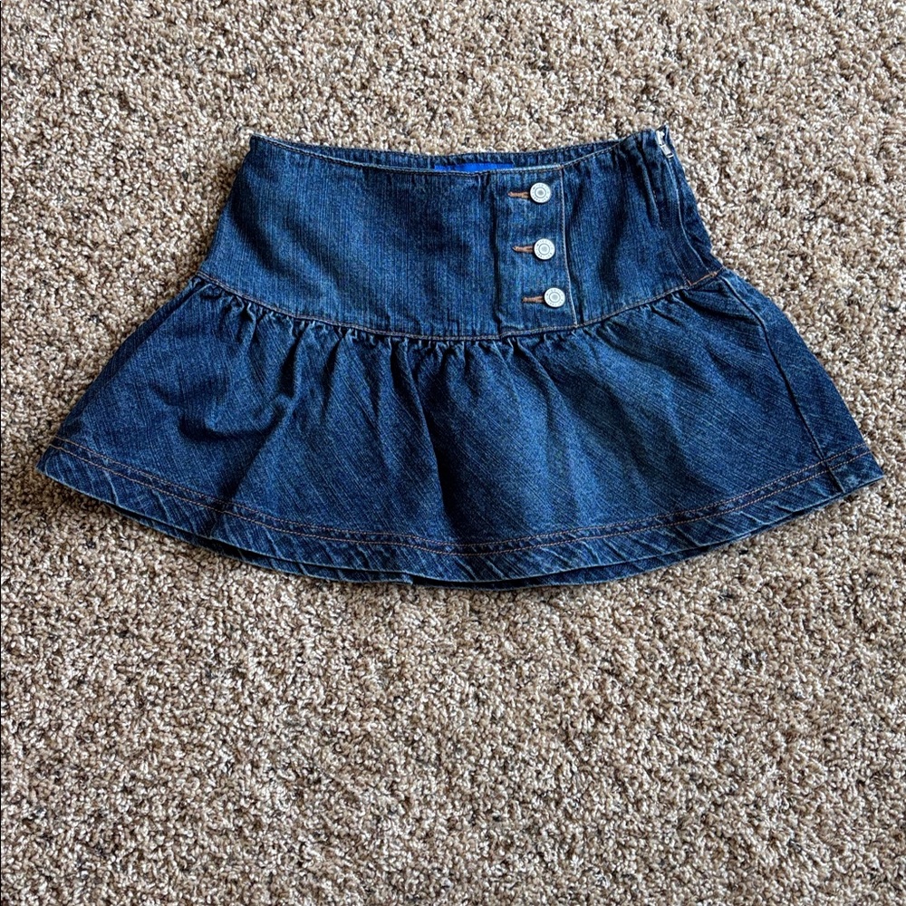 Limited Too Y2K Dark Blue 3 Buttom Denim Skirt Built In Shorts Side Zip Size 8